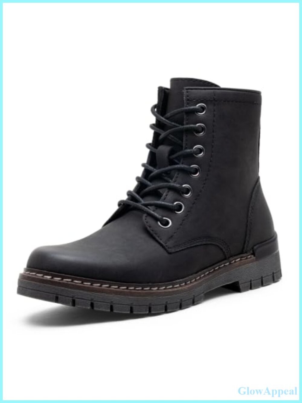 Vepose Women's Faux Leather Combat Ankle Boots Lace-Up Side Zip
